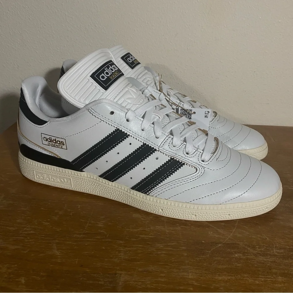adidas dennis busenitz White Leather Black Off White Skateboarding - Size 9.5